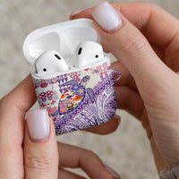 Hawaiian and Japanese Culture Together AirPods Case Tropical Honu with Japanese Elements Purple Color