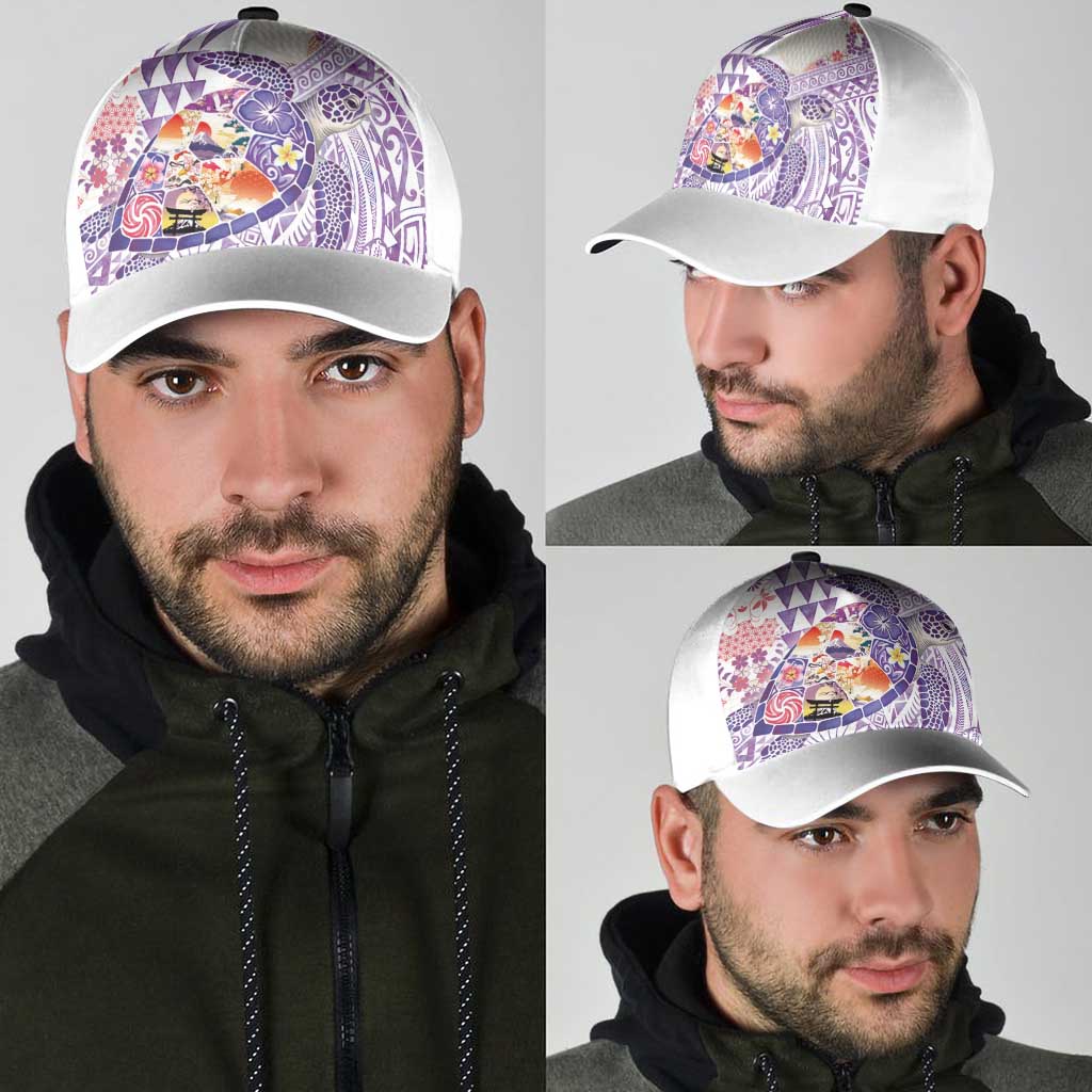 Hawaiian and Japanese Culture Together Classic Cap Tropical Honu with Japanese Elements Purple Color LT03 - Polynesian Pride