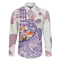 Hawaiian and Japanese Culture Together Family Matching Mermaid Dress and Hawaiian Shirt Tropical Honu with Japanese Elements Purple Color