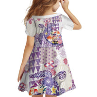 Hawaiian and Japanese Culture Together Family Matching Summer Maxi Dress and Hawaiian Shirt Tropical Honu with Japanese Elements Purple Color