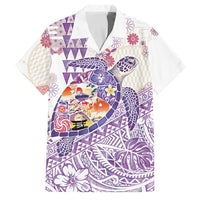 Hawaiian and Japanese Culture Together Family Matching Summer Maxi Dress and Hawaiian Shirt Tropical Honu with Japanese Elements Purple Color