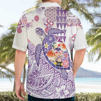 Hawaiian and Japanese Culture Together Hawaiian Shirt Tropical Honu with Japanese Elements Purple Color