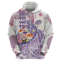 Hawaiian and Japanese Culture Together Hoodie Tropical Honu with Japanese Elements Purple Color