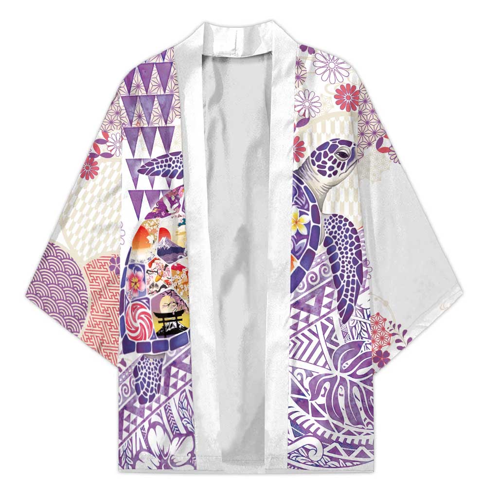 Hawaiian and Japanese Culture Together Kimono Tropical Honu with Japanese Elements Purple Color LT03 Unisex Purple - Polynesian Pride