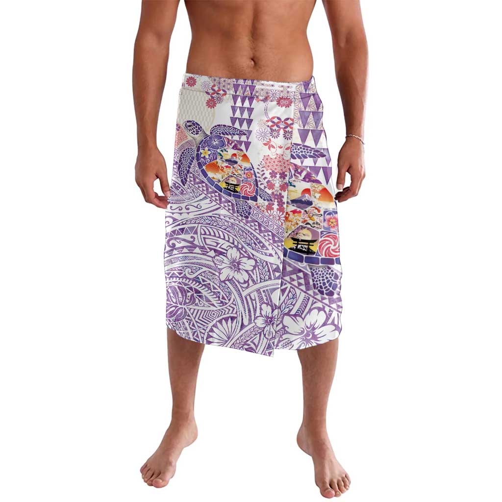 Hawaiian and Japanese Culture Together Lavalava Tropical Honu with Japanese Elements Purple Color LT03 Purple - Polynesian Pride