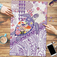 Hawaiian and Japanese Culture Together Puzzle Tropical Honu with Japanese Elements Purple Color LT03 Purple - Polynesian Pride