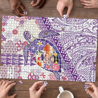 Hawaiian and Japanese Culture Together Puzzle Tropical Honu with Japanese Elements Purple Color LT03 - Polynesian Pride