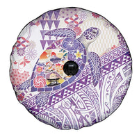 Hawaiian and Japanese Culture Together Spare Tire Cover Tropical Honu with Japanese Elements Purple Color