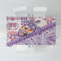 Hawaiian and Japanese Culture Together Tablecloth Tropical Honu with Japanese Elements Purple Color LT03 Purple - Polynesian Pride