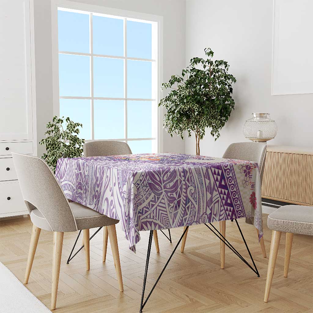 Hawaiian and Japanese Culture Together Tablecloth Tropical Honu with Japanese Elements Purple Color LT03 - Polynesian Pride