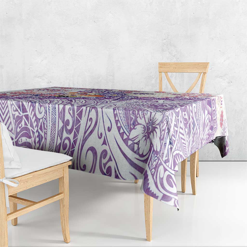 Hawaiian and Japanese Culture Together Tablecloth Tropical Honu with Japanese Elements Purple Color LT03 - Polynesian Pride
