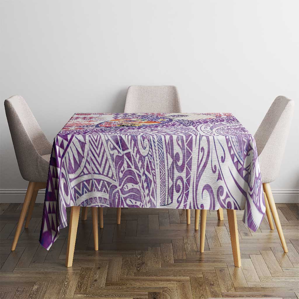 Hawaiian and Japanese Culture Together Tablecloth Tropical Honu with Japanese Elements Purple Color LT03 - Polynesian Pride