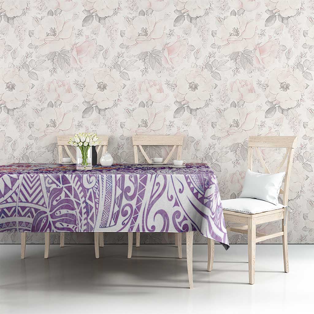 Hawaiian and Japanese Culture Together Tablecloth Tropical Honu with Japanese Elements Purple Color LT03 - Polynesian Pride
