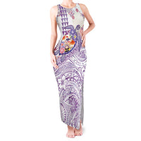 Hawaiian and Japanese Culture Together Tank Maxi Dress Tropical Honu with Japanese Elements Purple Color