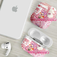 Hawaiian and Japanese Culture Together AirPods Case Tropical Honu with Japanese Elements Pink Color
