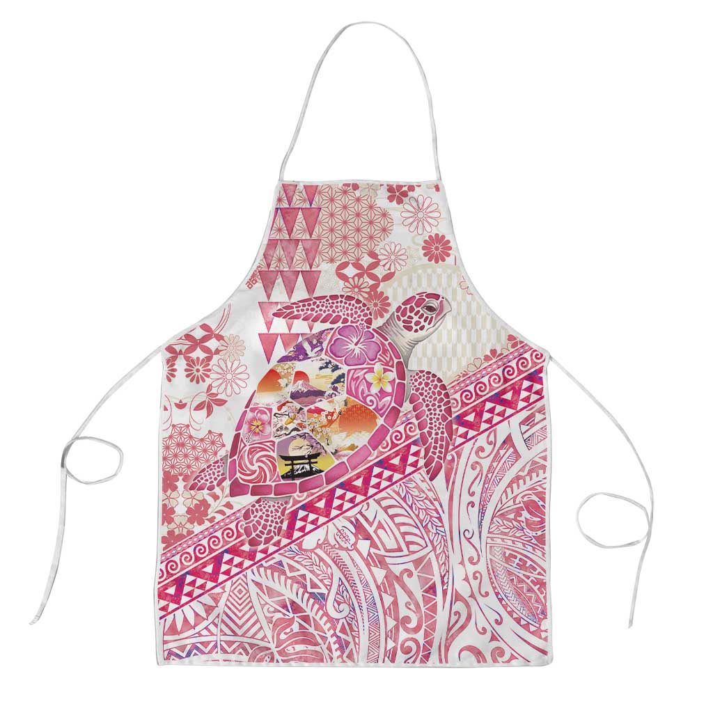 Hawaiian and Japanese Culture Together Apron Tropical Honu with Japanese Elements Pink Color LT03 Pink - Polynesian Pride