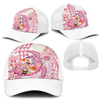 Hawaiian and Japanese Culture Together Baseball Net Cap Tropical Honu with Japanese Elements Pink Color LT03 - Polynesian Pride