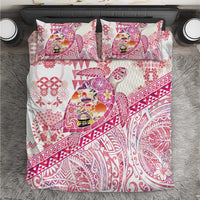 Hawaiian and Japanese Culture Together Bedding Set Tropical Honu with Japanese Elements Pink Color LT03 Pink - Polynesian Pride