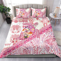 Hawaiian and Japanese Culture Together Bedding Set Tropical Honu with Japanese Elements Pink Color LT03 - Polynesian Pride