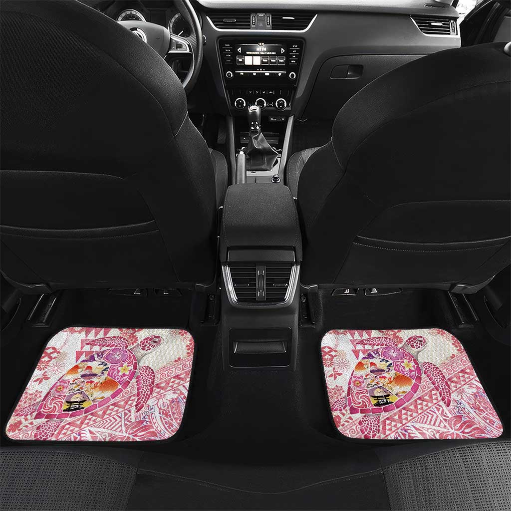 Hawaiian and Japanese Culture Together Car Mats Tropical Honu with Japanese Elements Pink Color LT03 Set 2pcs - Back Pink - Polynesian Pride
