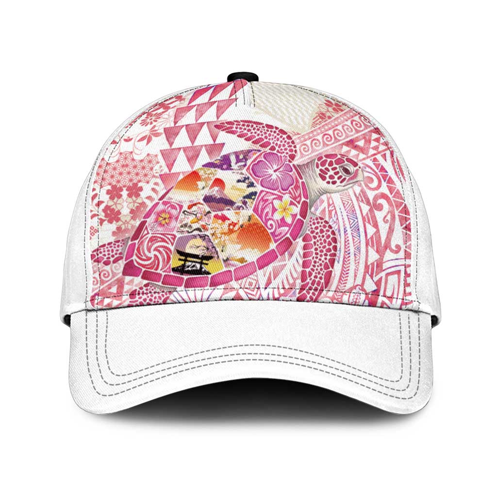 Hawaiian and Japanese Culture Together Classic Cap Tropical Honu with Japanese Elements Pink Color