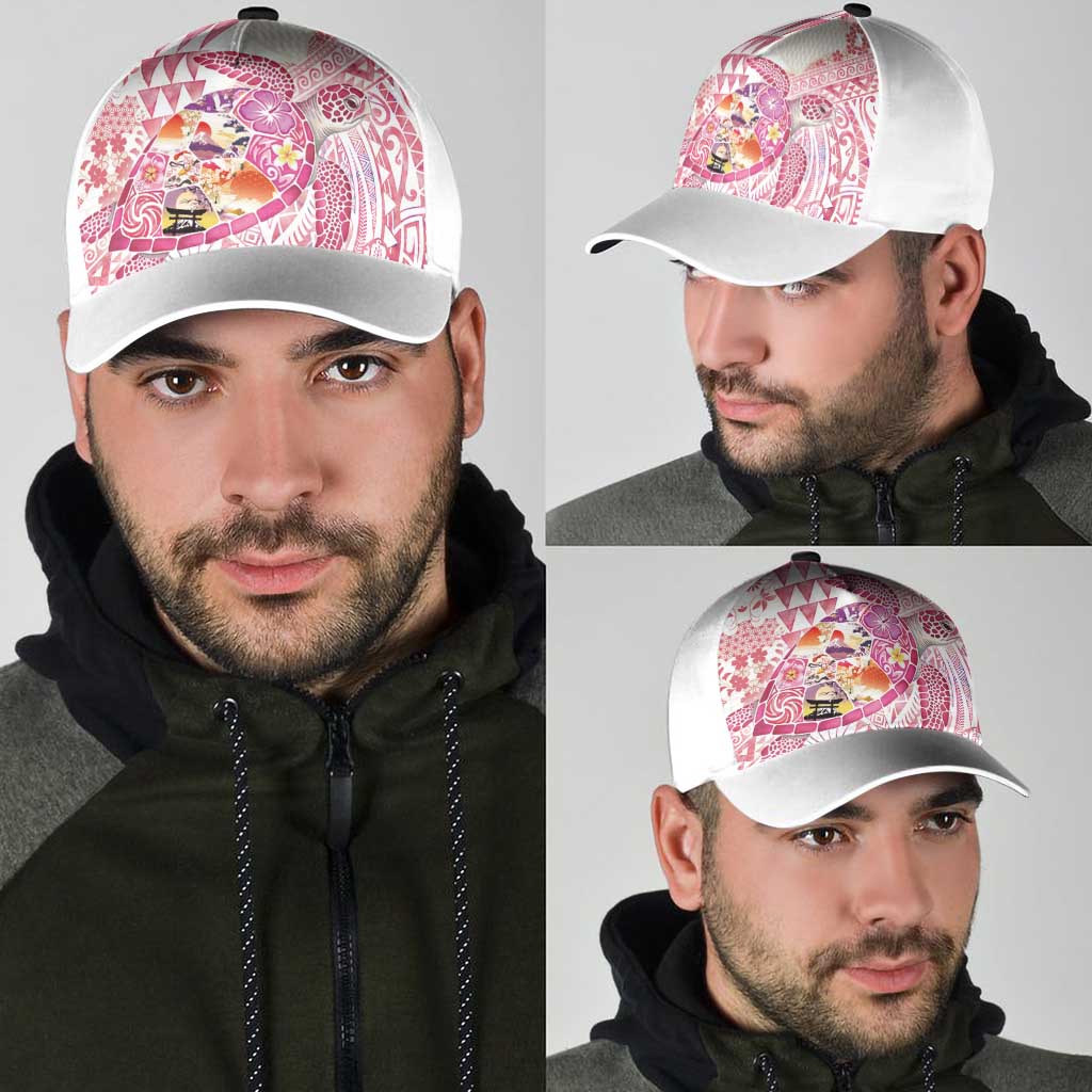 Hawaiian and Japanese Culture Together Classic Cap Tropical Honu with Japanese Elements Pink Color LT03 - Polynesian Pride