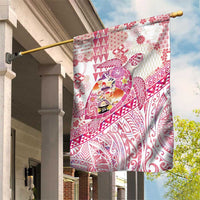 Hawaiian and Japanese Culture Together Garden Flag Tropical Honu with Japanese Elements Pink Color LT03 House Flag Pink - Polynesian Pride
