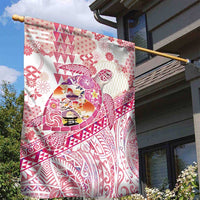 Hawaiian and Japanese Culture Together Garden Flag Tropical Honu with Japanese Elements Pink Color LT03 - Polynesian Pride