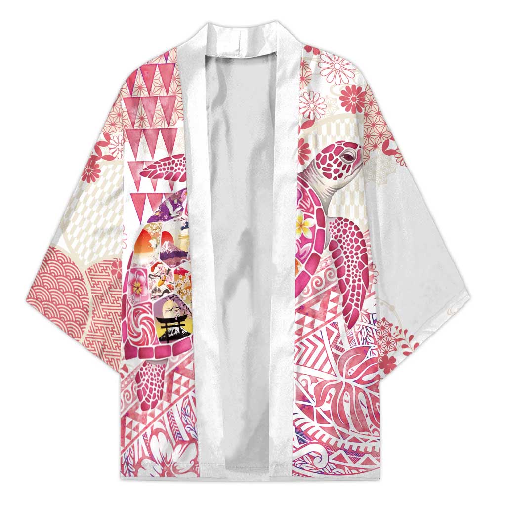 Hawaiian and Japanese Culture Together Kimono Tropical Honu with Japanese Elements Pink Color LT03 Unisex Pink - Polynesian Pride