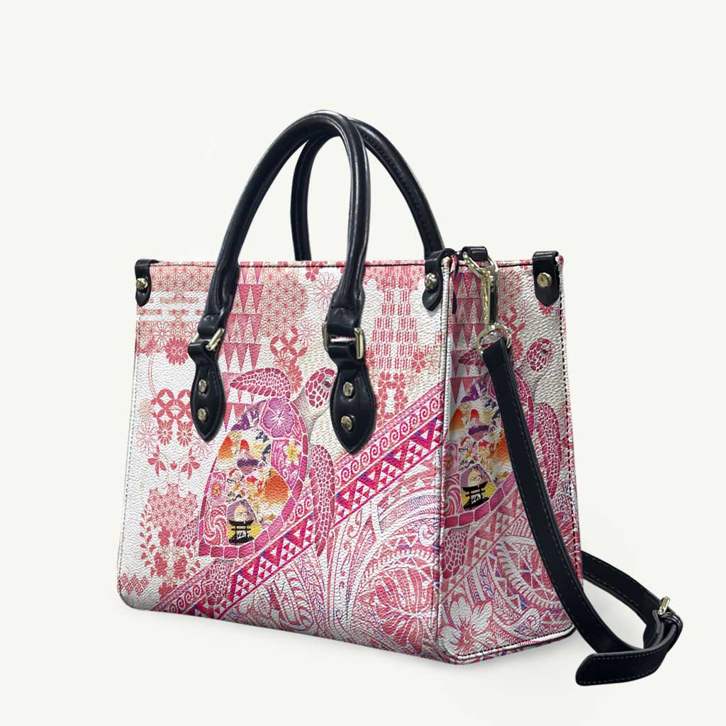 Hawaiian and Japanese Culture Together Leather Bag Tropical Honu with Japanese Elements Pink Color LT03 Pink - Polynesian Pride