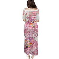 Hawaiian and Japanese Culture Together Puletasi Tropical Honu with Japanese Elements Pink Color LT03 - Polynesian Pride
