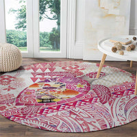 Hawaiian and Japanese Culture Together Round Carpet Tropical Honu with Japanese Elements Pink Color LT03 - Polynesian Pride