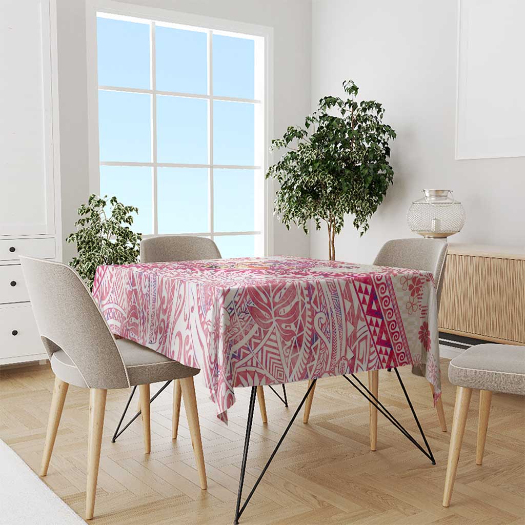 Hawaiian and Japanese Culture Together Tablecloth Tropical Honu with Japanese Elements Pink Color LT03 - Polynesian Pride