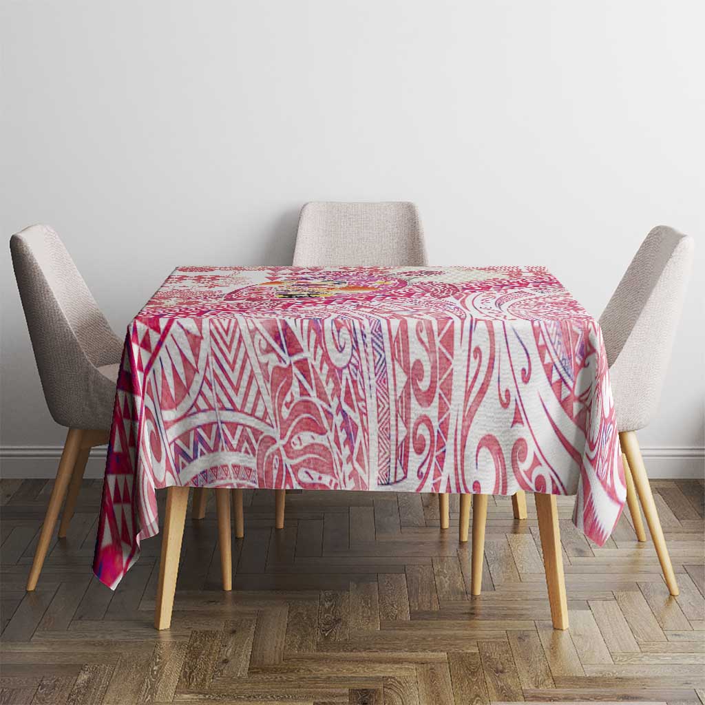 Hawaiian and Japanese Culture Together Tablecloth Tropical Honu with Japanese Elements Pink Color LT03 - Polynesian Pride