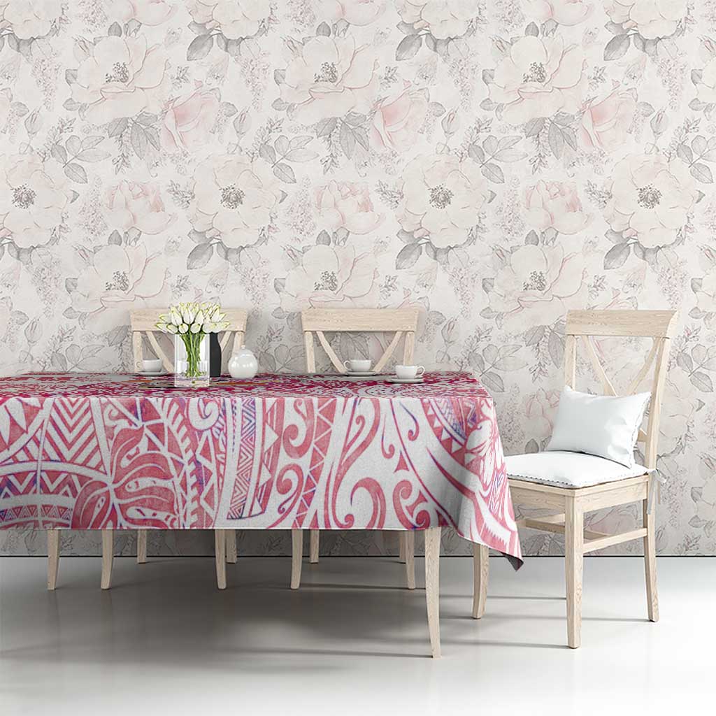 Hawaiian and Japanese Culture Together Tablecloth Tropical Honu with Japanese Elements Pink Color LT03 - Polynesian Pride