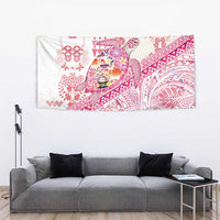 Hawaiian and Japanese Culture Together Tapestry Tropical Honu with Japanese Elements Pink Color LT03 - Polynesian Pride