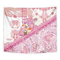 Hawaiian and Japanese Culture Together Tapestry Tropical Honu with Japanese Elements Pink Color LT03 - Polynesian Pride