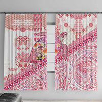 Hawaiian and Japanese Culture Together Window Curtain Tropical Honu with Japanese Elements Pink Color LT03 With Hooks Pink - Polynesian Pride