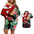 Personalised Tonga Emancipation Day Couples Matching Off Shoulder Short Dress and Hawaiian Shirt Flag Map and Hibiscus Flower Ngatu Pattern LT03 Black - Polynesian Pride