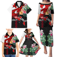 Personalised Tonga Emancipation Day Family Matching Puletasi and Hawaiian Shirt Flag Map and Hibiscus Flower Ngatu Pattern LT03 - Polynesian Pride