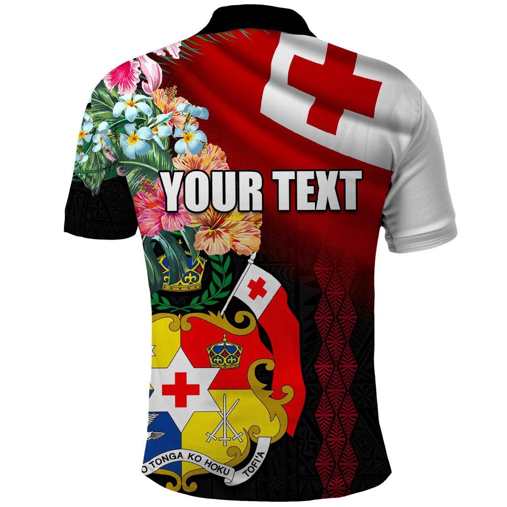 Personalised Tonga Emancipation Day Polo Shirt Flag Map and Hibiscus Flower Ngatu Pattern LT03 - Polynesian Pride