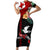 Personalised Tonga Emancipation Day Short Sleeve Bodycon Dress Flag Map and Hibiscus Flower Ngatu Pattern LT03 Long Dress Black - Polynesian Pride