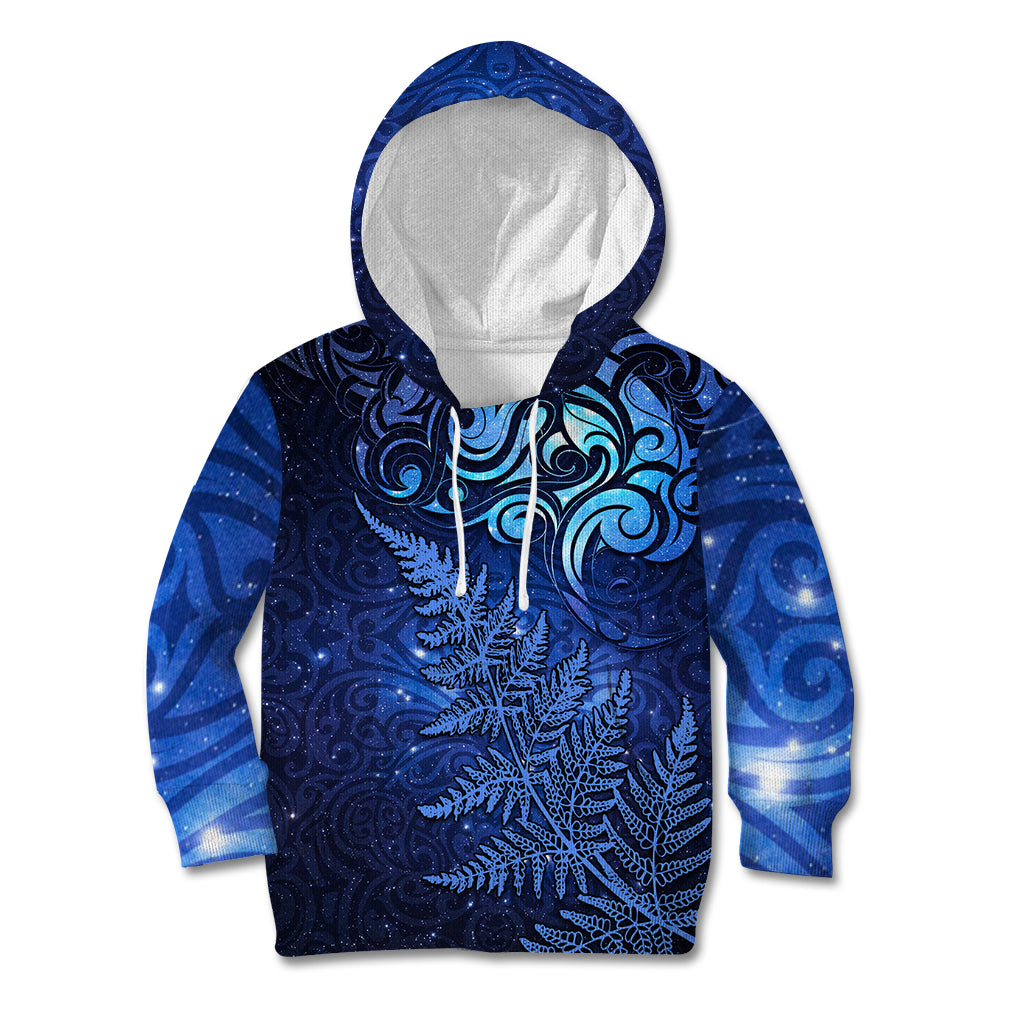 New Zealand Matariki Kid Hoodie Maori Pattern and Silver Fern