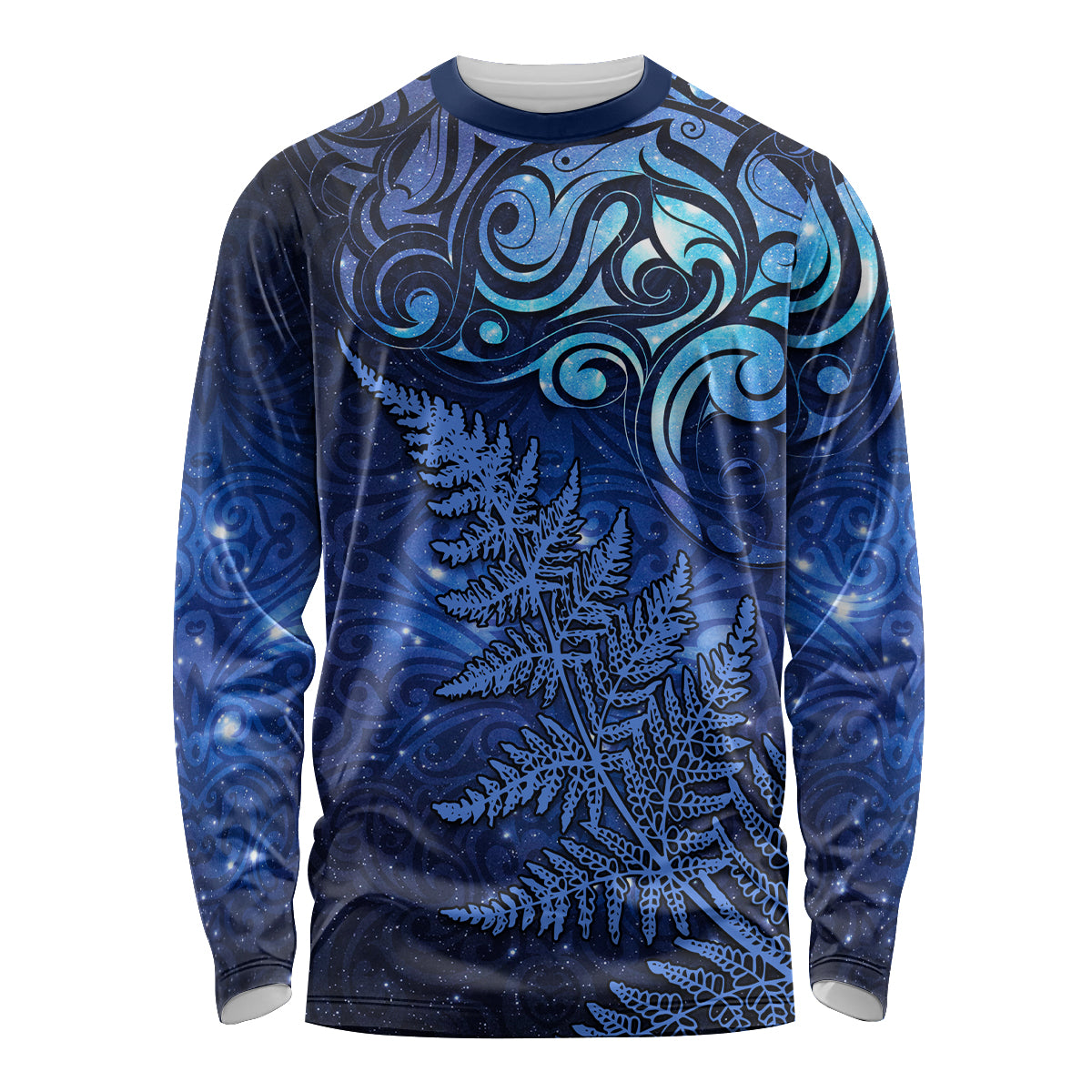 New Zealand Matariki Long Sleeve Shirt Maori Pattern and Silver Fern