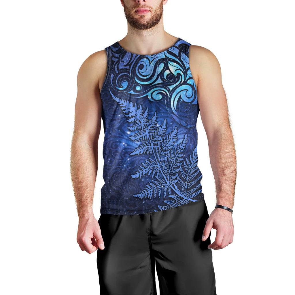 New Zealand Matariki Men Tank Top Maori Pattern and Silver Fern