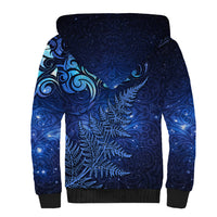 New Zealand Matariki Sherpa Hoodie Maori Pattern and Silver Fern