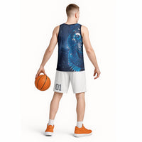 Aotearoa New Zealand New Year Basketball Jersey Tribal Koru Tattoo Blue Galaxy Maori Silver Fern