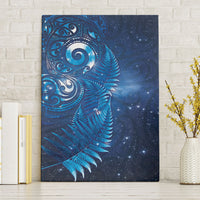 Aotearoa New Zealand New Year Canvas Wall Art Tribal Koru Tattoo Blue Galaxy Maori Silver Fern