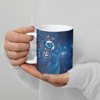 Aotearoa New Zealand New Year Ceramic Mug Tribal Koru Tattoo Blue Galaxy Maori Silver Fern LT03 - Polynesian Pride