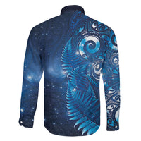 Aotearoa New Zealand New Year Family Matching Short Sleeve Bodycon Dress and Hawaiian Shirt Tribal Koru Tattoo Blue Galaxy Maori Silver Fern